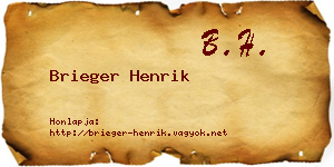 Brieger Henrik névjegykártya
